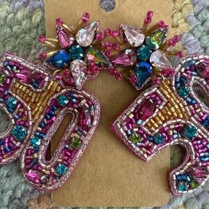 Colorful Beaded 50th Birthday Earrings